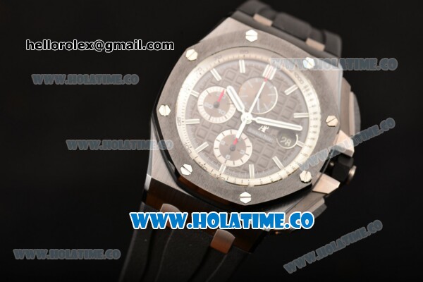 Audemars Piguet Royal Oak Offshore Chrongraph Swiss Valjoux 7750 Automatic Ceramic Case with Grey Dial and White Stick Markers - 1:1 Original (NOOB) - Click Image to Close